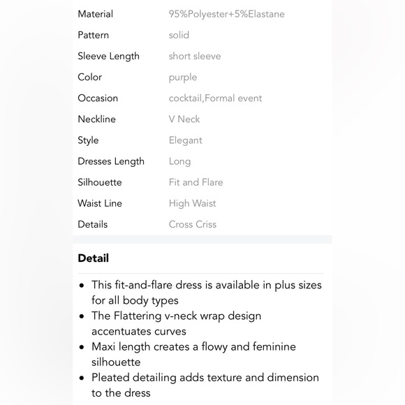 Purple Fit & Flare pleated maxi formal dress, Plus Size, NWT - Picture 13 of 15